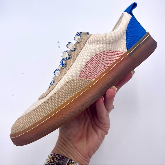 NEW Everlane Lapis Blue Classic Red Tread Bare Canvas Sneaker in Size 6 - Picture 8 of 14